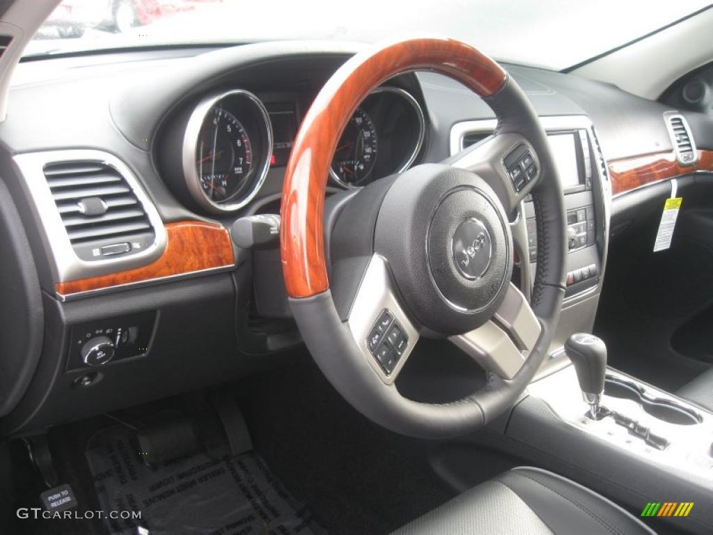 2011 Jeep Grand Cherokee Overland 4x4 Black Steering Wheel Photo #41250077