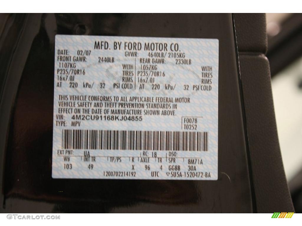 2008 Mariner Color Code UA for Black Photo #41254813