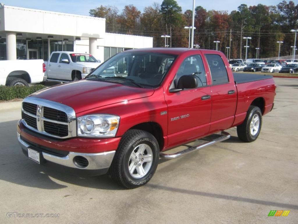 2007 Ram 1500 SLT Quad Cab - Flame Red / Medium Slate Gray photo #1