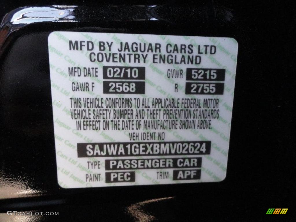 2011 Jaguar XJ XJ Supercharged Info Tag Photo #41269905
