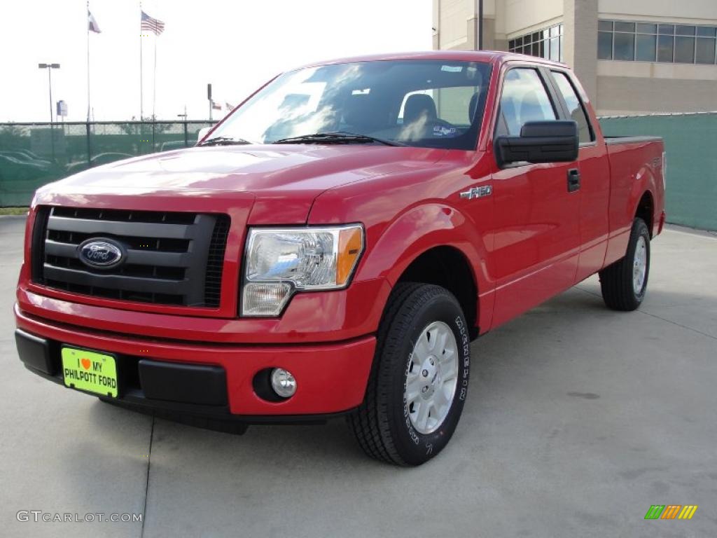 2010 F150 STX SuperCab - Vermillion Red / Medium Stone photo #7