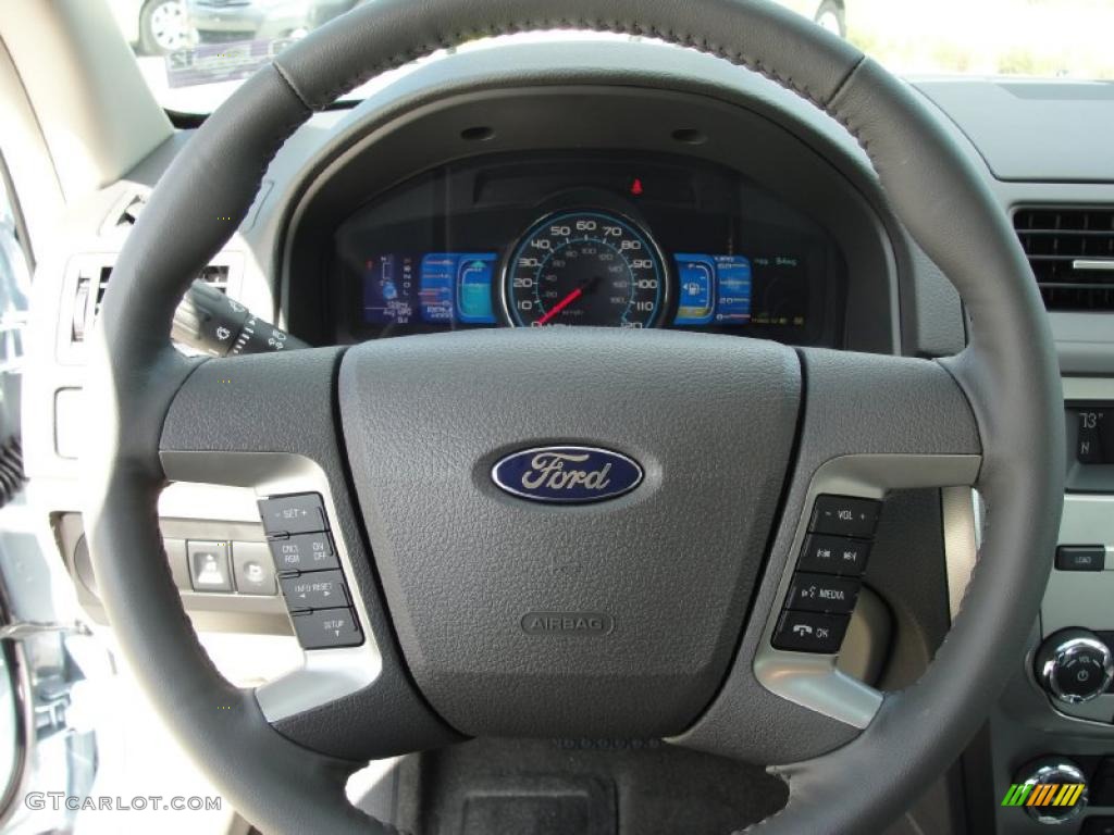 2011 Ford Fusion Hybrid Medium Light Stone Steering Wheel Photo #41272581