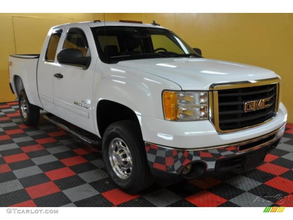 2007 Sierra 2500HD SLE Extended Cab 4x4 - Summit White / Ebony Black photo #1