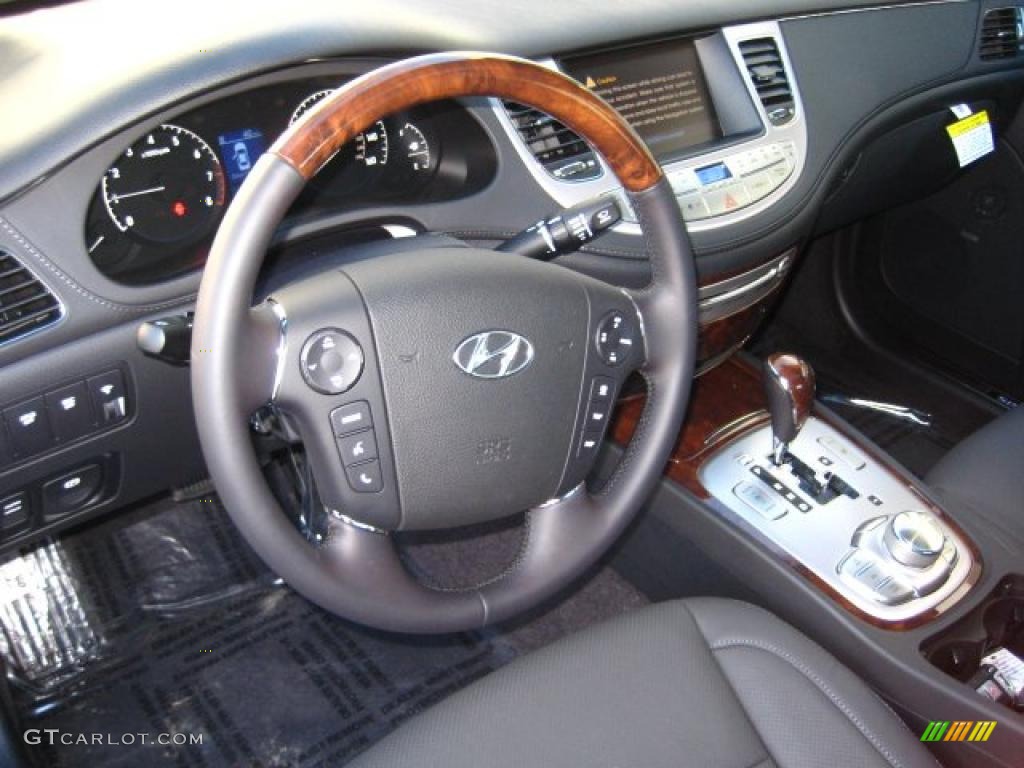 Jet Black Interior 2011 Hyundai Genesis 4.6 Sedan Photo #41283449