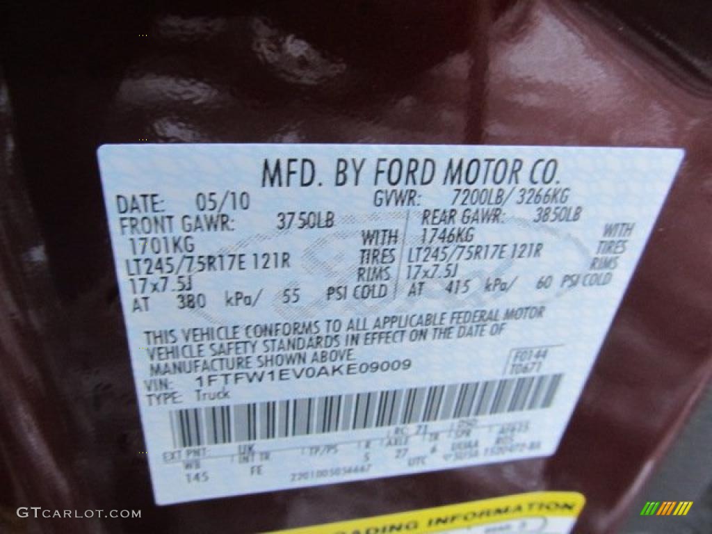 2010 F150 Color Code UK for Royal Red Metallic Photo #41288469