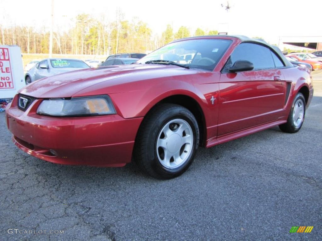 2001 Mustang V6 Convertible - Laser Red Metallic / Medium Parchment photo #3