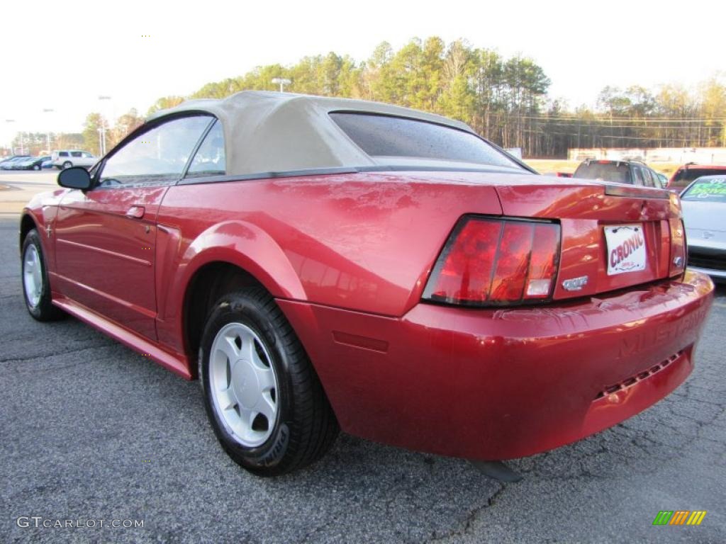 2001 Mustang V6 Convertible - Laser Red Metallic / Medium Parchment photo #5