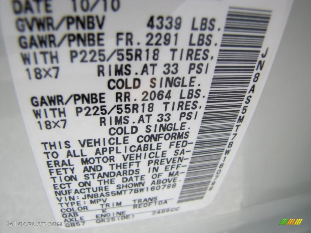 2011 Rogue SL - Pearl White / Gray photo #16