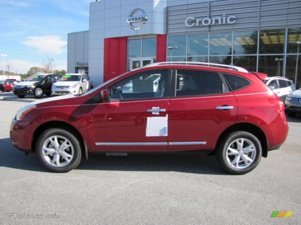 2011 Rogue SV - Cayenne Red / Black photo #2