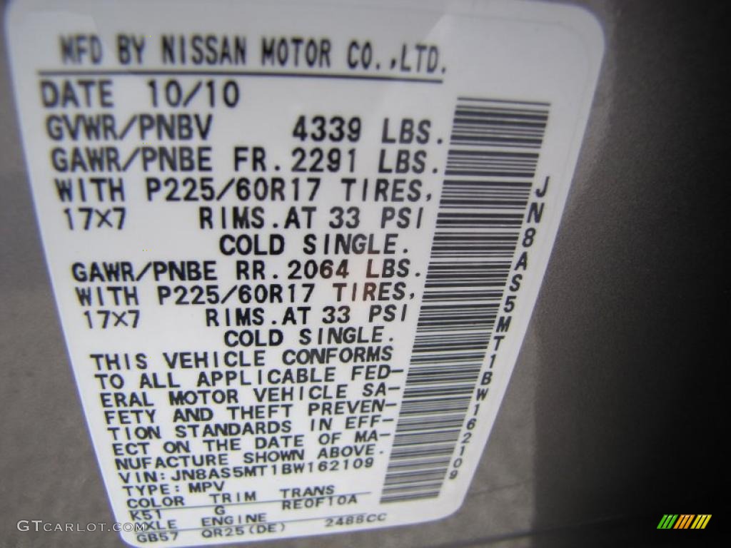 2011 Rogue SV - Platinum Graphite / Gray photo #15