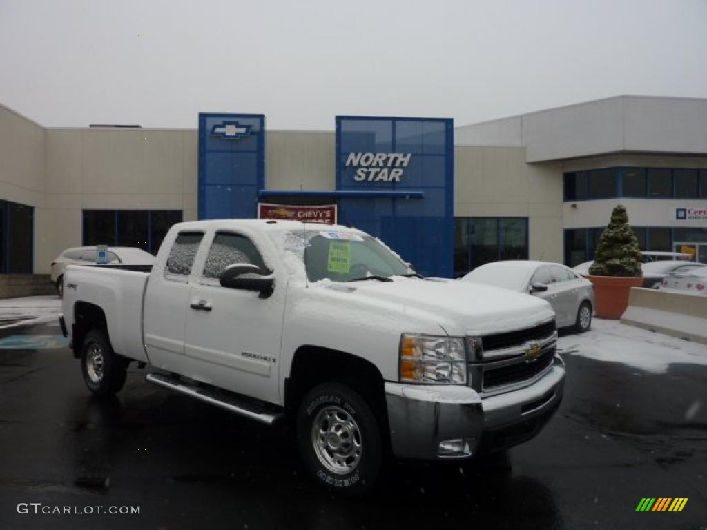 2007 Silverado 2500HD LT Extended Cab 4x4 - Summit White / Ebony photo #1