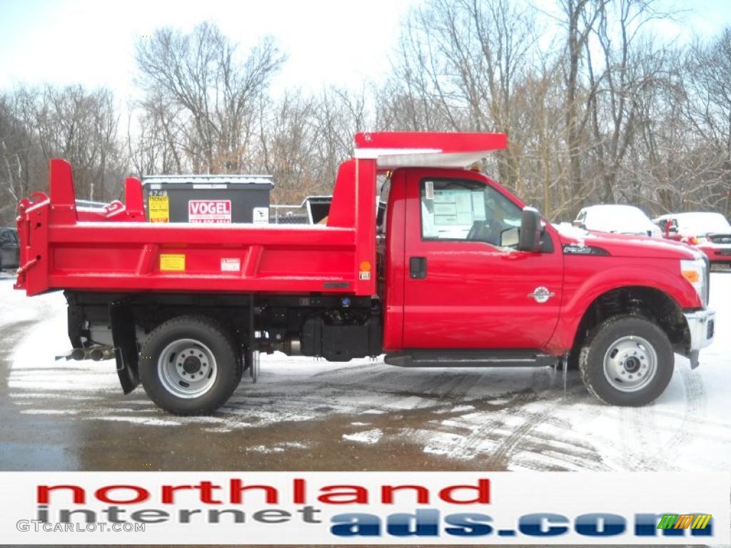 2011 F350 Super Duty XL Regular Cab 4x4 Chassis Dump Truck - Vermillion Red / Steel photo #1