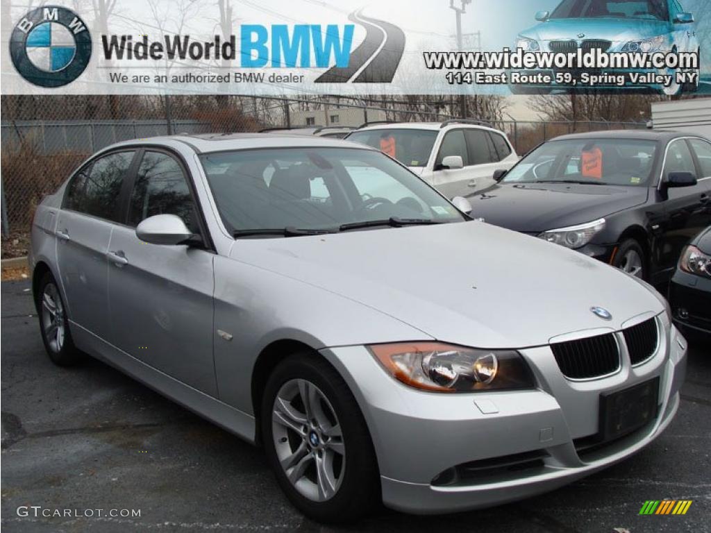 2008 3 Series 328xi Sedan - Titanium Silver Metallic / Black photo #3