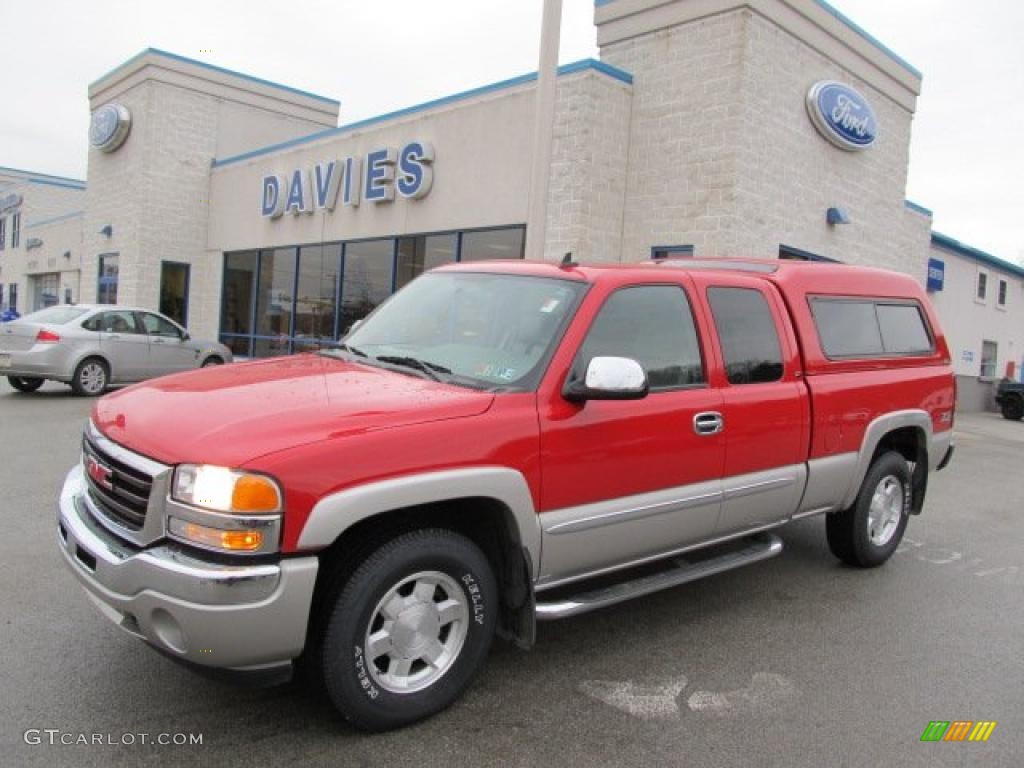 2006 Sierra 1500 Z71 Extended Cab 4x4 - Fire Red / Stone Gray leather photo #1