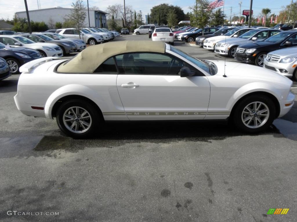 2005 Mustang V6 Premium Convertible - Performance White / Medium Parchment photo #10