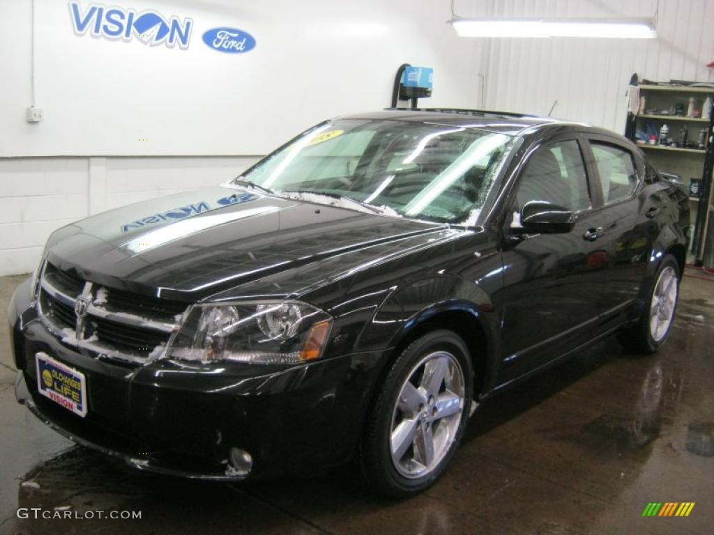 2008 Avenger R/T - Brilliant Black Crystal Pearl / Dark Slate Gray/Light Slate Gray photo #1