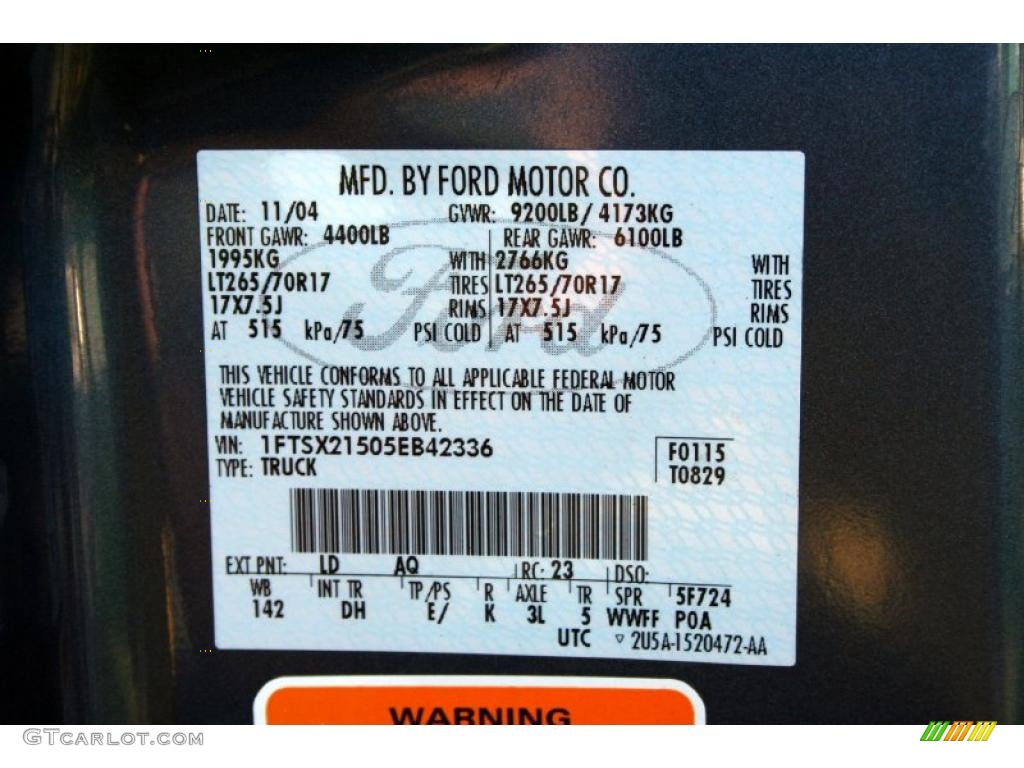 2005 F250 Super Duty Color Code LD for Medium Wedgewood Blue Metallic Photo #41345647