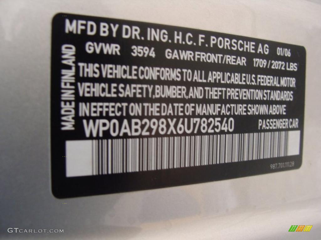 2006 Porsche Cayman S Info Tag Photos