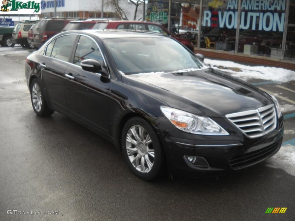 Black Noir Pearl 2009 Hyundai Genesis 3.8 Sedan Exterior Photo #41352015