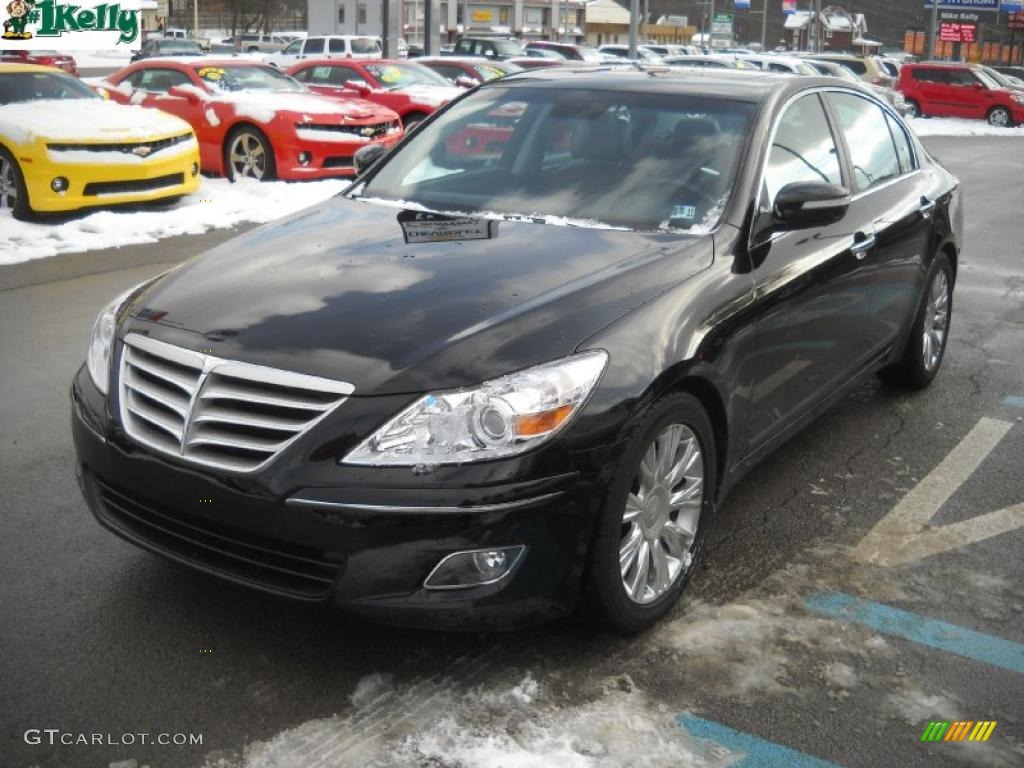 Black Noir Pearl 2009 Hyundai Genesis 3.8 Sedan Exterior Photo #41352247