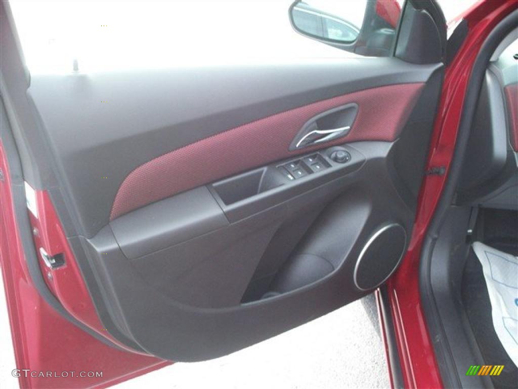 2011 Chevrolet Cruze LT Jet Black/Sport Red Door Panel Photo #41365483