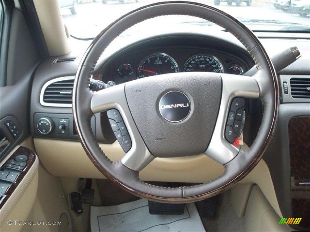 2011 GMC Yukon XL Denali AWD Cocoa/Light Cashmere Steering Wheel Photo #41368311