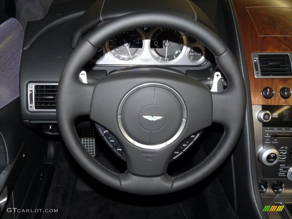 2011 Aston Martin DB9 Volante Obsidian Black Steering Wheel Photo #41371268