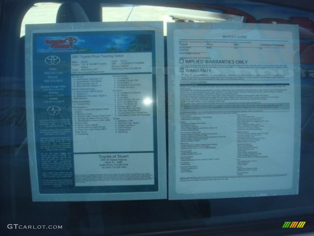 2007 Toyota Prius Hybrid Touring Window Sticker Photos