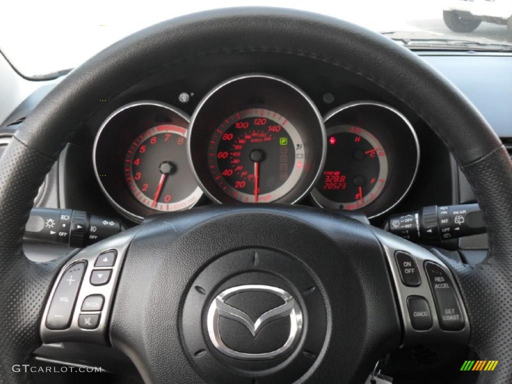 2008 Mazda MAZDA3 s Touring Hatchback Black Steering Wheel Photo #41378748