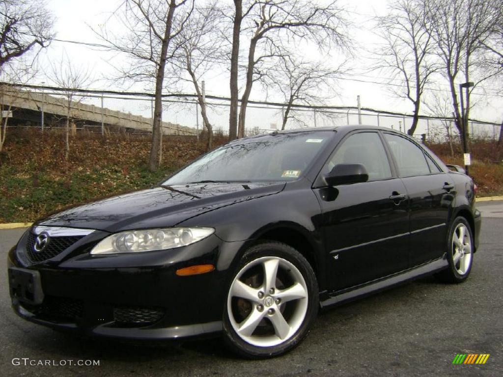 2003 MAZDA6 s Sedan - Onyx Black / Black photo #1