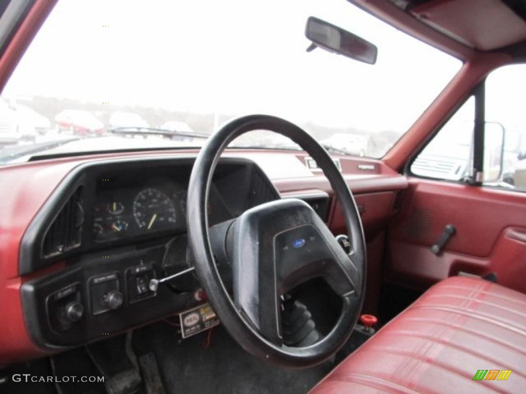 1987 F350 XLT Regular Cab 4x4 Dump Truck - Black / Dark Red photo #12