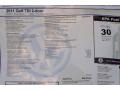 2011 Volkswagen Golf 2 Door TDI Window Sticker