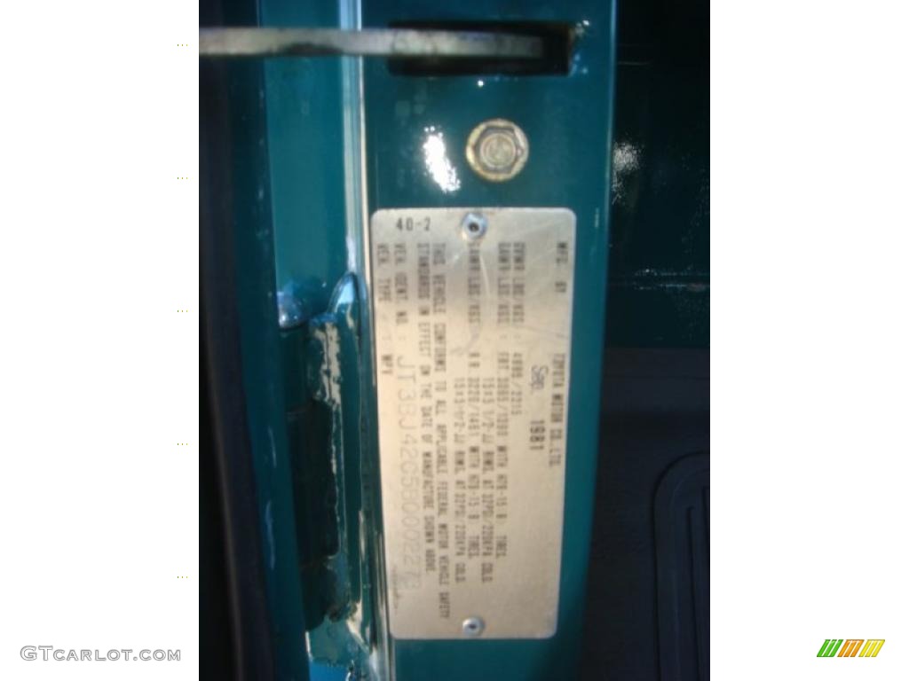 1981 Toyota Land Cruiser FJ40 Info Tag Photo #41403484