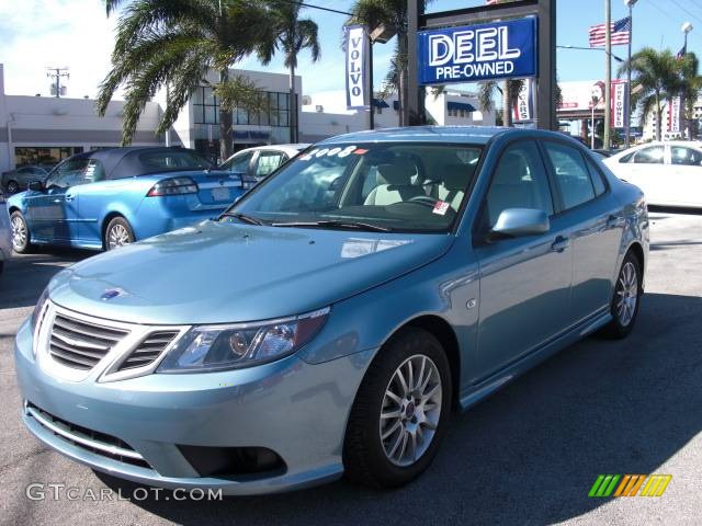 2008 9-3 2.0T Sport Sedan - Ice Blue Metallic / Parchment photo #1