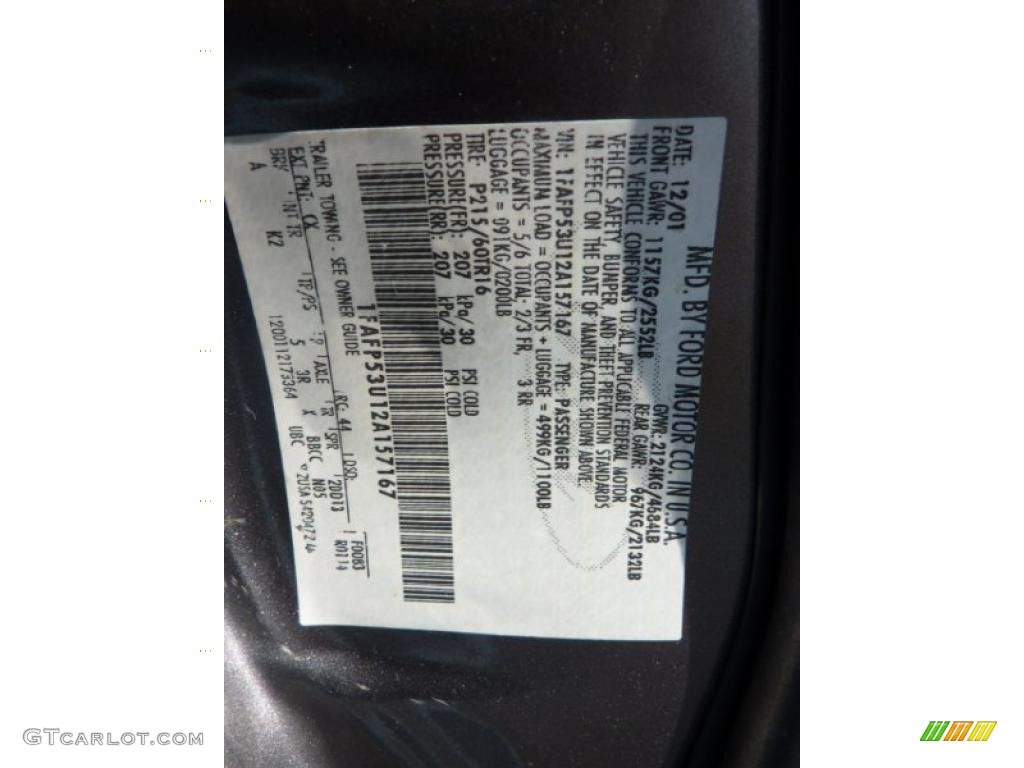 2002 Taurus SE - Dark Shadow Grey Metallic / Medium Graphite photo #14