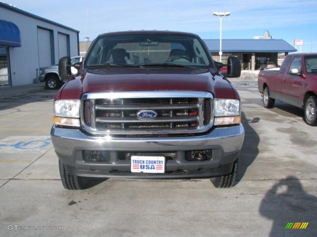 2004 F250 Super Duty XLT Crew Cab 4x4 - Dark Toreador Red Metallic / Medium Flint photo #13