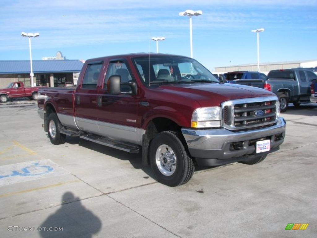 2004 F250 Super Duty XLT Crew Cab 4x4 - Dark Toreador Red Metallic / Medium Flint photo #14