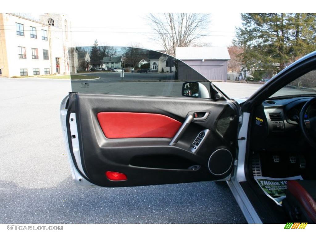 2008 Hyundai Tiburon SE SE Red Leather/Black Sport Grip Door Panel Photo #41427947