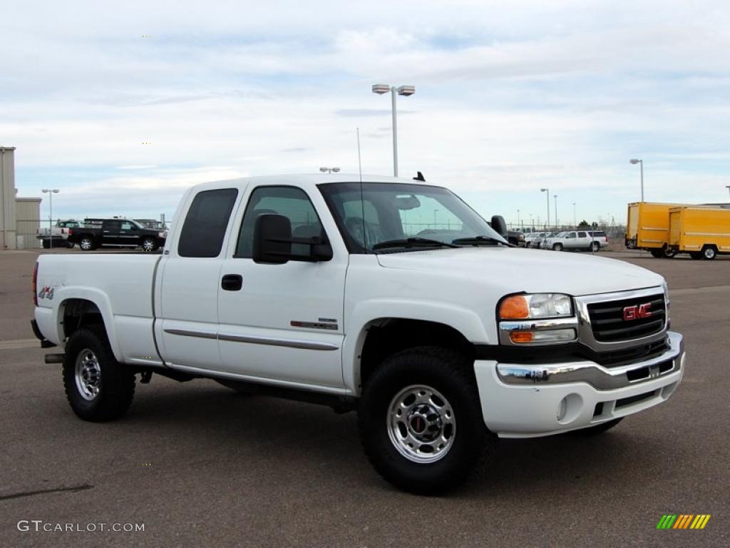 2006 Sierra 2500HD SLE Extended Cab 4x4 - Summit White / Dark Pewter photo #1