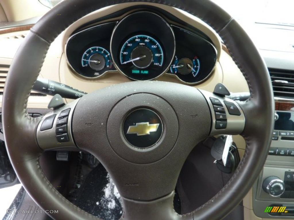 2008 Chevrolet Malibu LTZ Sedan Cocoa/Cashmere Beige Steering Wheel Photo #41438979