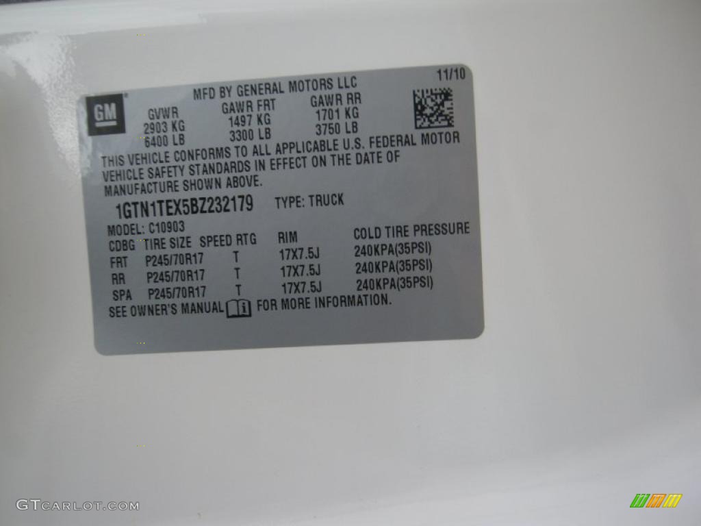 2011 GMC Sierra 1500 Regular Cab Info Tag Photo #41440299