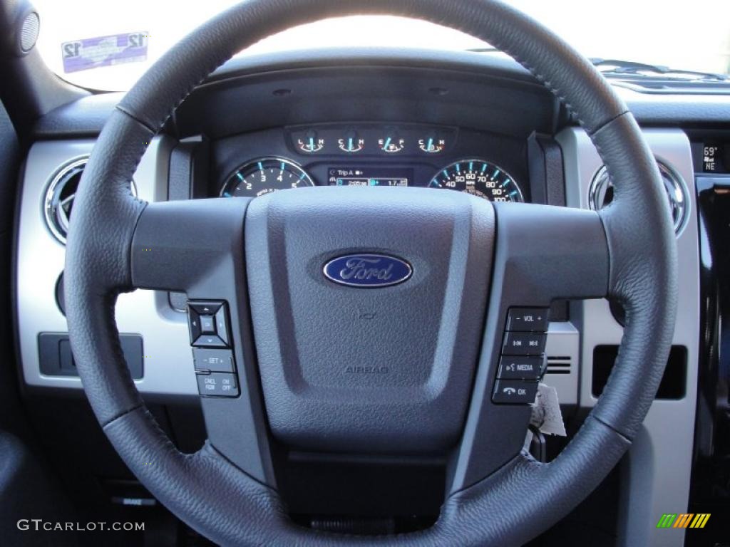 2011 Ford F150 FX4 SuperCrew 4x4 Black Steering Wheel Photo #41449807