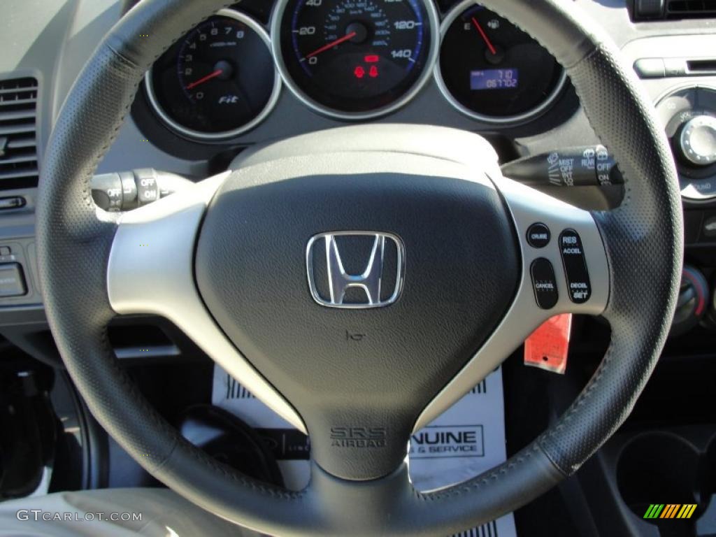 2007 Honda Fit Sport Black Steering Wheel Photo #41455735