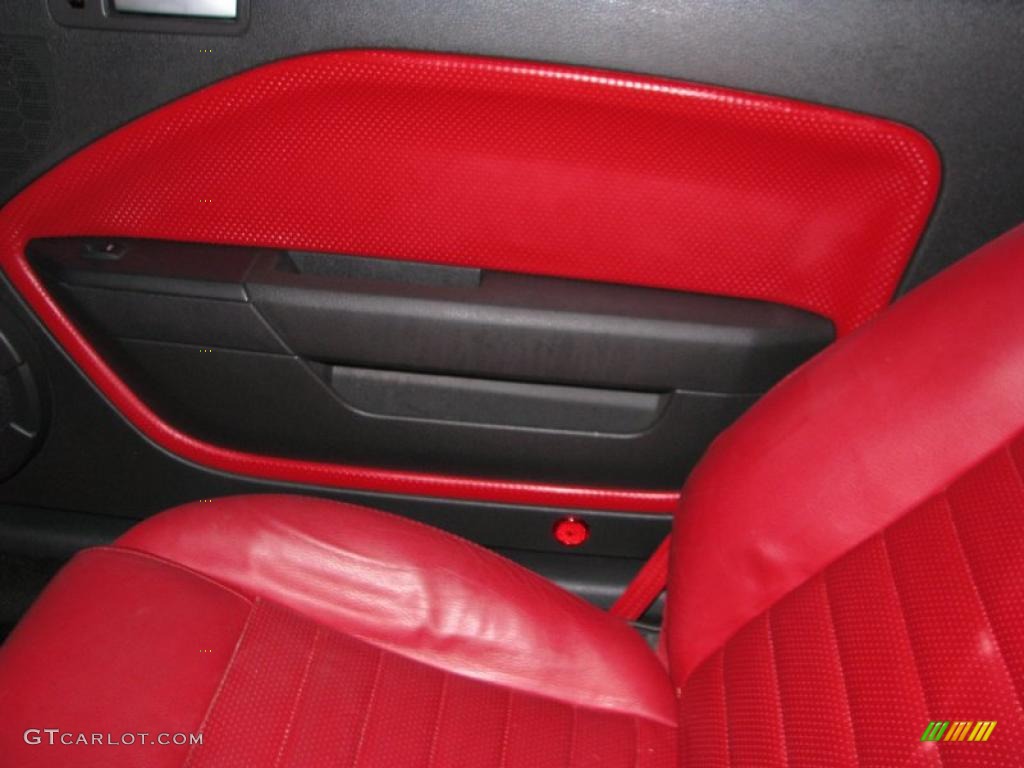 2006 Ford Mustang GT Premium Coupe Red/Dark Charcoal Door Panel Photo #41462206