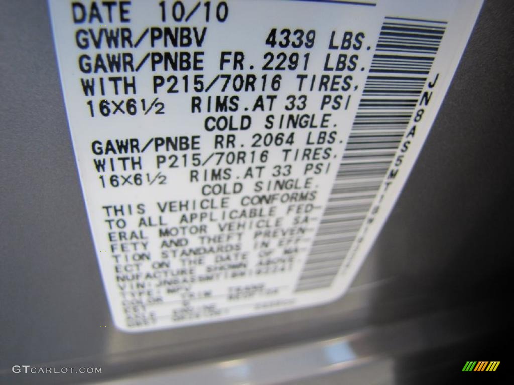 2011 Rogue S - Platinum Graphite / Black photo #16