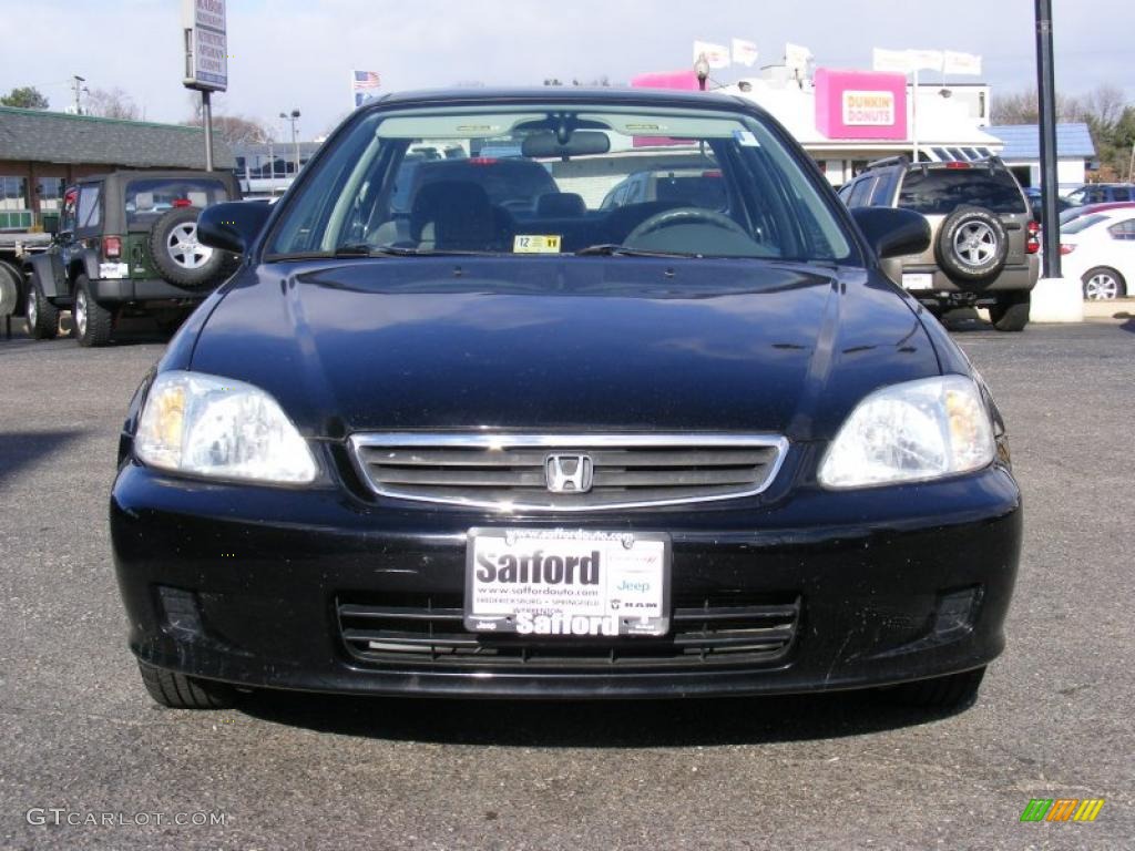 2000 Civic LX Sedan - Flamenco Black Pearl / Gray photo #2