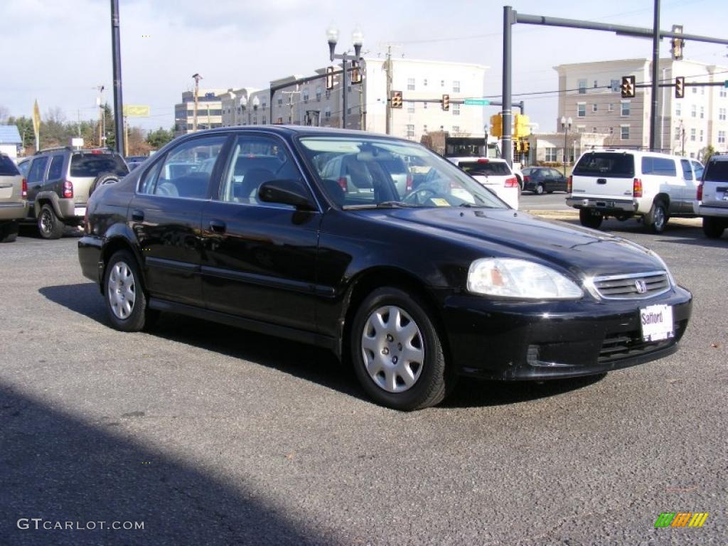 2000 Civic LX Sedan - Flamenco Black Pearl / Gray photo #3