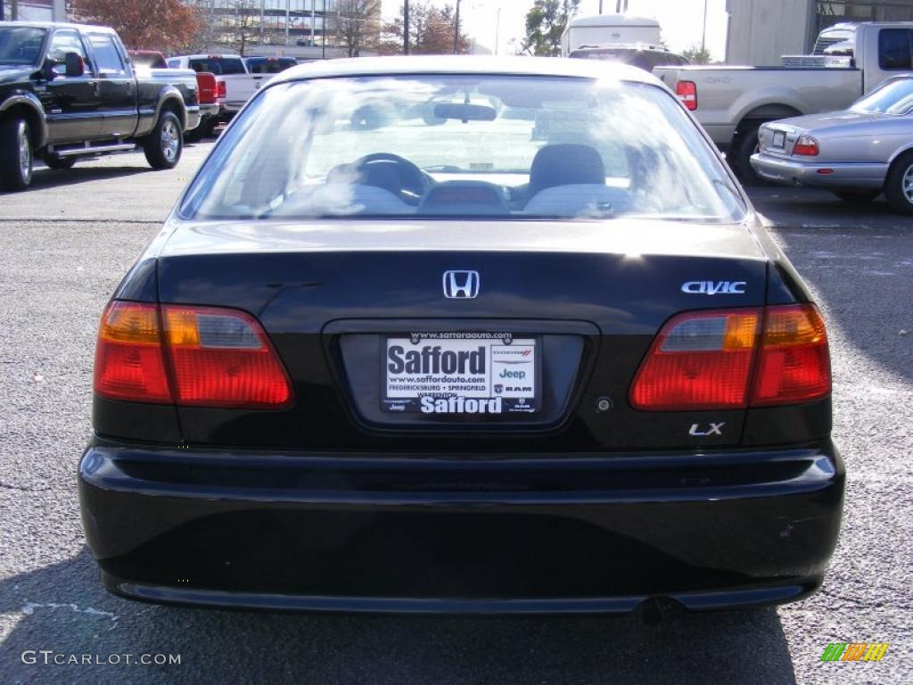 2000 Civic LX Sedan - Flamenco Black Pearl / Gray photo #6