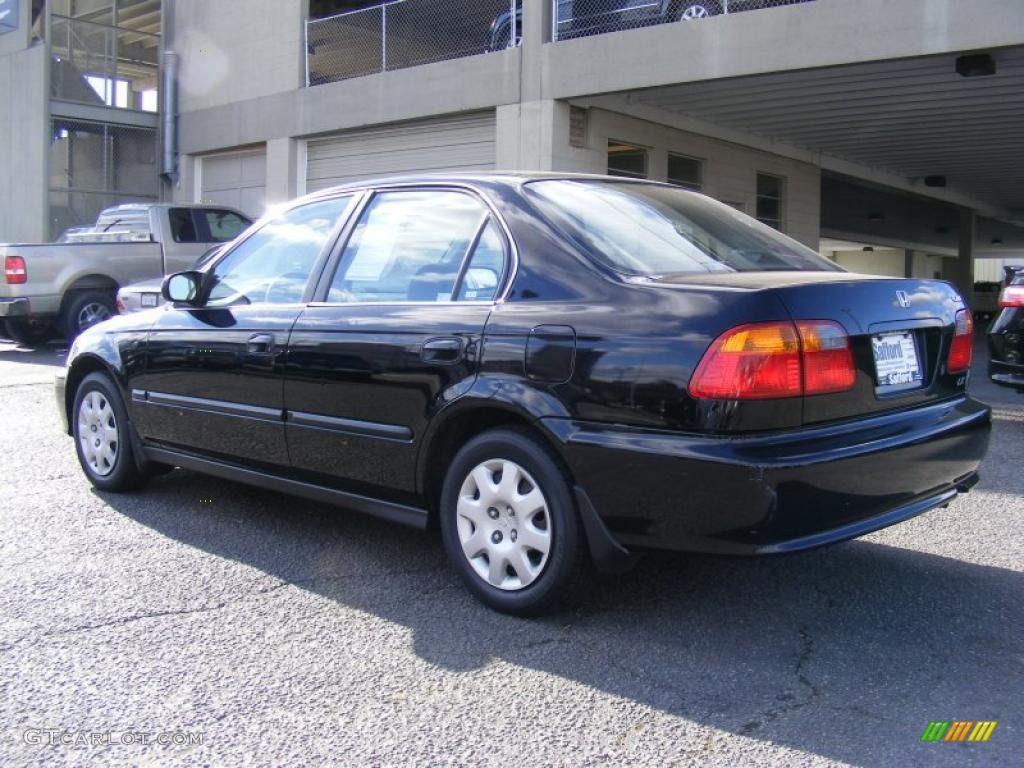 2000 Civic LX Sedan - Flamenco Black Pearl / Gray photo #7