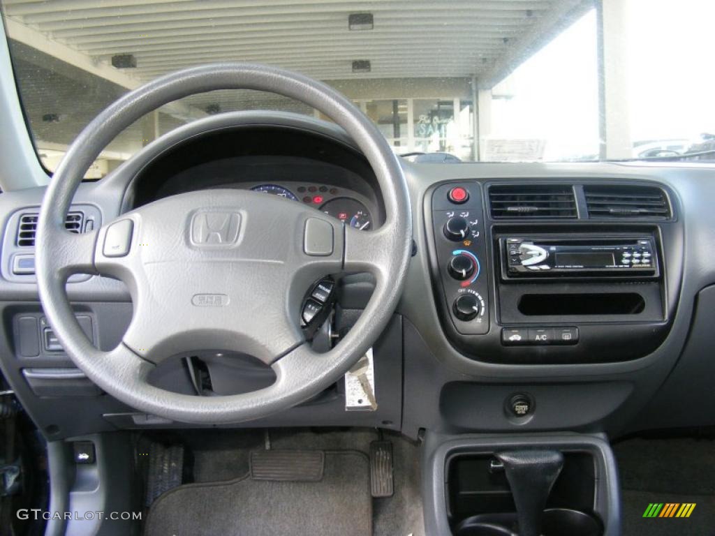 2000 Civic LX Sedan - Flamenco Black Pearl / Gray photo #16